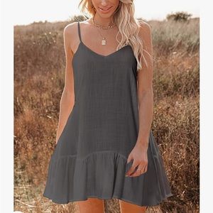 Dark Gray Strappy Mini Dress